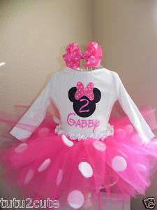 Mouse Birthday Outfit Pink with tutu, top, hair bow  