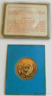 1976 100 DOLLAR PROOF GOLD COIN 22K CERTIFICATE  