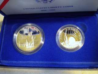 1986 STATUTE OF LIBERTY TWO COIN PROOF SET (SILVER DOLLAR & HALF 