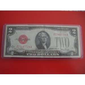 1928 G $2 One Two Uncirculated Dollar Bill Note Red Seal Legal Tender 