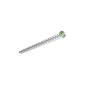 18 Gauge LIME GREEN CZ Gem Jeweled Fishtail Nose Rings   Nose Piercing 