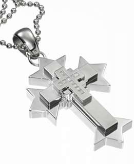 Simmons Jewelry Co. Necklace, Stainless Steel Diamond Accent Cross 