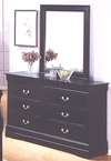 Deep Black 6 Drawer Vanity Chest Dresser w/ Mirror  