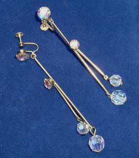 Vintage Swarovski Crystal Rhinestone 1950s Mod Earrings  