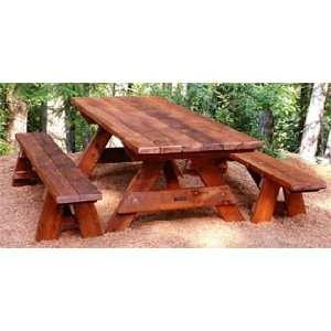  Forever 8 Foot Young Redwood Picnic Table   No Benches 