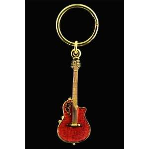  Acoustic Roundback Guitar Key Chain   Red: Musical 
