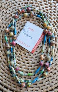 African Jewelry Paper Beads Necklace Kenya Fair Trade Y  