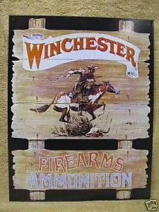 Winchester Rider Firearms Ammunition Tin Metal Sign  