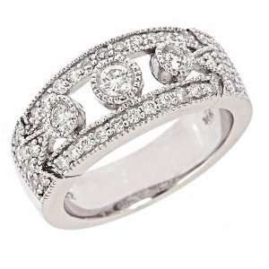 Diamond Wedding Anniversary Band Ring Antique Style 14k White Gold (0 