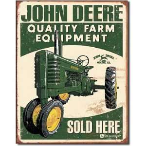   Quality Farm Equipment Green Tractor Distressed Retro Vintage Tin Sign