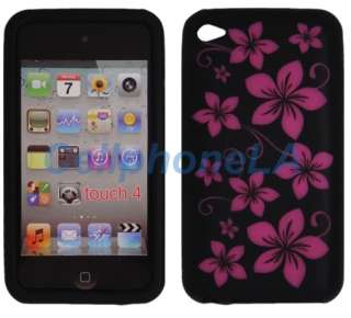 Apple iPod Touch 4G 4th Gen Hot Pink Hawaii Flower Silicon Skin Case