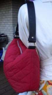 Banana Republic Red Top Zipper Bag Blk Leather  