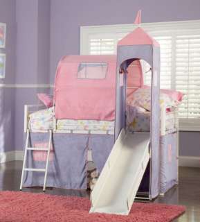 Princess Castle Twin Size Tent Loft Bed w/ Slide Set  