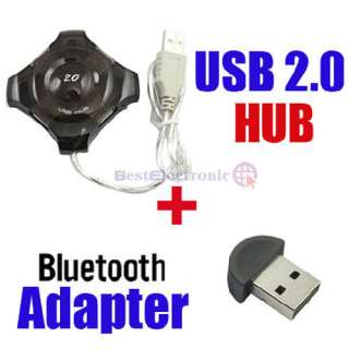 USB Bluetooth Wireless Dongle Adapter+USB 4 Port HUB  