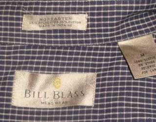 BILL BLASS Dark Blue Checkered Button up Shirt MENS M  