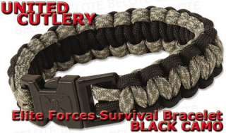   Cutlery Elite Forces BLACK CAMO Paracord Survival Bracelet UC2815