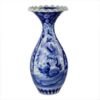 Japanese Antique Meiji Blue White Imari Ceramic Vase x  