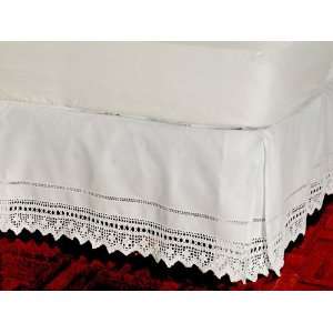  18 Drop King Size Hand Crochet Tailored Split Corner Bedskirt 