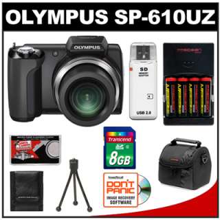 Olympus SP 610 UZ 22x Zoom 3D Black Digital Camera Kit 050332177352 