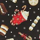 HOLIDAY HOT COCOA MARSHMALLOWS CANDY CANE Cotton Fabric BTY Quilting 