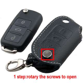 Auto Genuine Leather Audi Tags Key Chains Case Black  