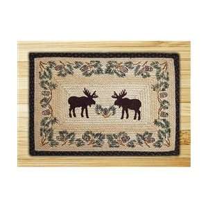   Moose and Pinecone Printed Cabin Rug, Braided Jute