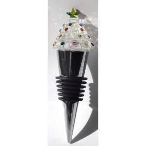 Wine Stopper Bottle Stopper Christmas Tree Made with Swarovski Crystal