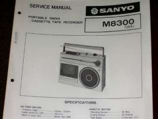 Sanyo M8300 Radio Cassette Tape Recorder Service Manual  