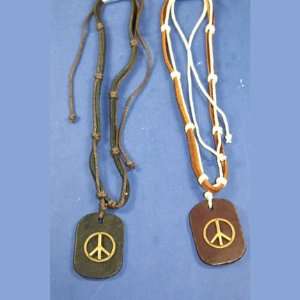  Peace Sign Leather Pendant Necklace: Everything Else