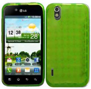  LG Marquee LS855 Cell Phone TPU Argyle Green Silicone Skin Gel Cover 