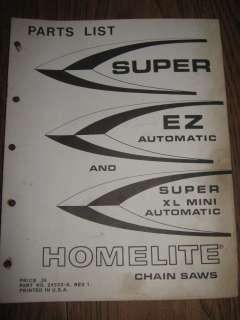 Homelite EZ Super XL Mini Chainsaw Parts List Manual  