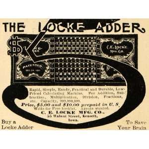   Ad C E Locke Mfg Co Calculating Machine Calculator   Original Print Ad