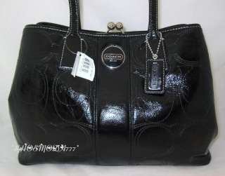 COACH Signature Patent Framed Carryall Tote Purse 15658  