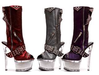   Platform 80s Punk Rock Mid Calf Lady Gaga Boots Costume Shoes Heels 9