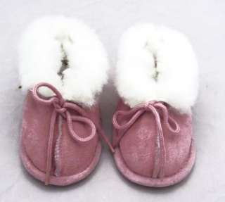   Baby Leather Sheepskin Slippers Booties Pink Med 7/12 months  