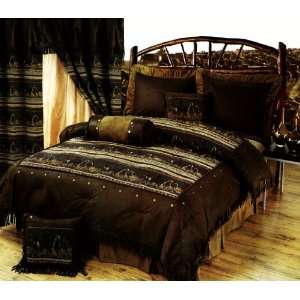 Western Mustang Chenille 7 Piece Oversize King Comforter Set  