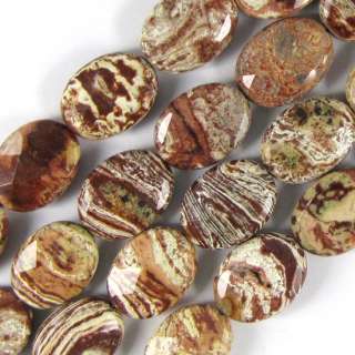 Faceted brown crazy agate flat oval beads. This strand is 16 long 