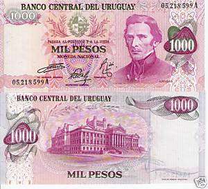 URUGUAY 1000 Pesos Banknote World Money Currency BILL  