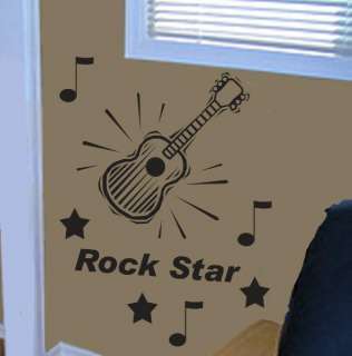 nursery decor vinyl sticker ROCK STAR GUITAR DECAL KIT  