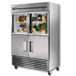 Commercial Refrigerator, Half Door Refrigerator, 2 Glass Doors, 2 S/S 