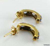 AMETHYST DIAMOND EARRINGS   Half Hoop 10k Gold Pierced  