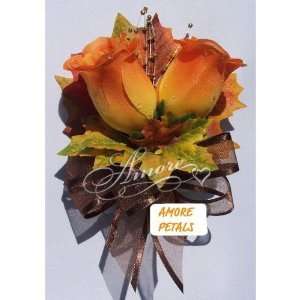 12 Pcs /2 Orange Roses Corsages Rose Wedding Fall Maple Leaves Autumn 