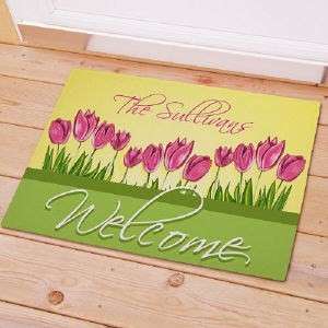   Tulips Doormat Family Name Tulips Welcome door Mat 2 Sizes  