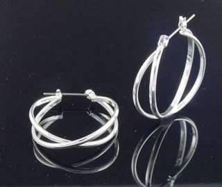Classic Sterling Silver Plated Double Hoop Earrings  