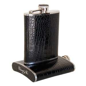  Brizard & Co. Croco Pattern Black Leather Stainless Steel 