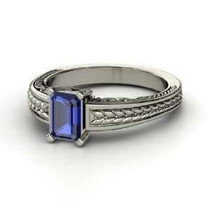   Emerald Cut Ceres Ring, Emerald Cut Sapphire Palladium Ring Jewelry