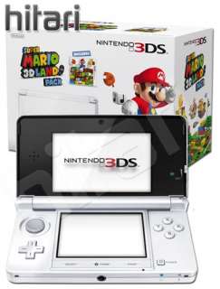 Nintendo 3DS Ice White Console and Super Mario 3D Land Game NEW FREE 