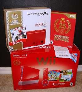 Nintendo Limited Edition Set Red Wii Mario Console, Dsi XL + Mario All 