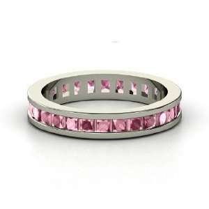  Brooke Eternity Band, 14K White Gold Ring with Rhodolite 