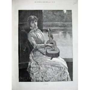 1885 Edward King Fine Art Beautiful Woman Music Lady:  Home 